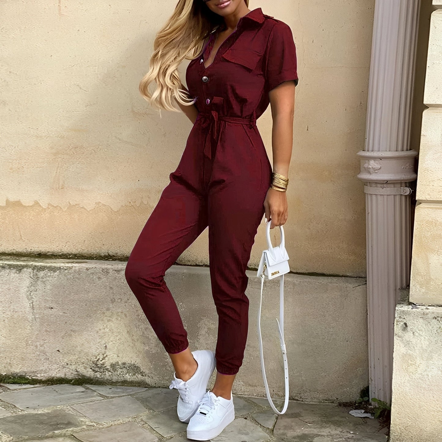 Eleganter Damen Jumpsuit Tailliert