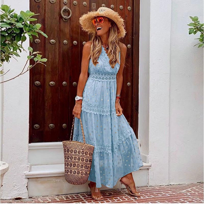 Elegantes Frauenkleid Ibiza-Stil Boho Sommerkleid