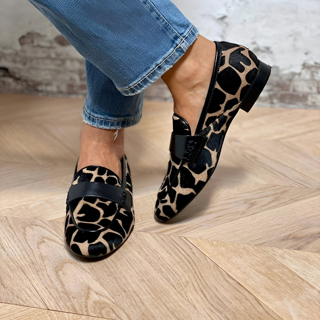 Klassische Herren Loafers Echtleder Tiermuster
