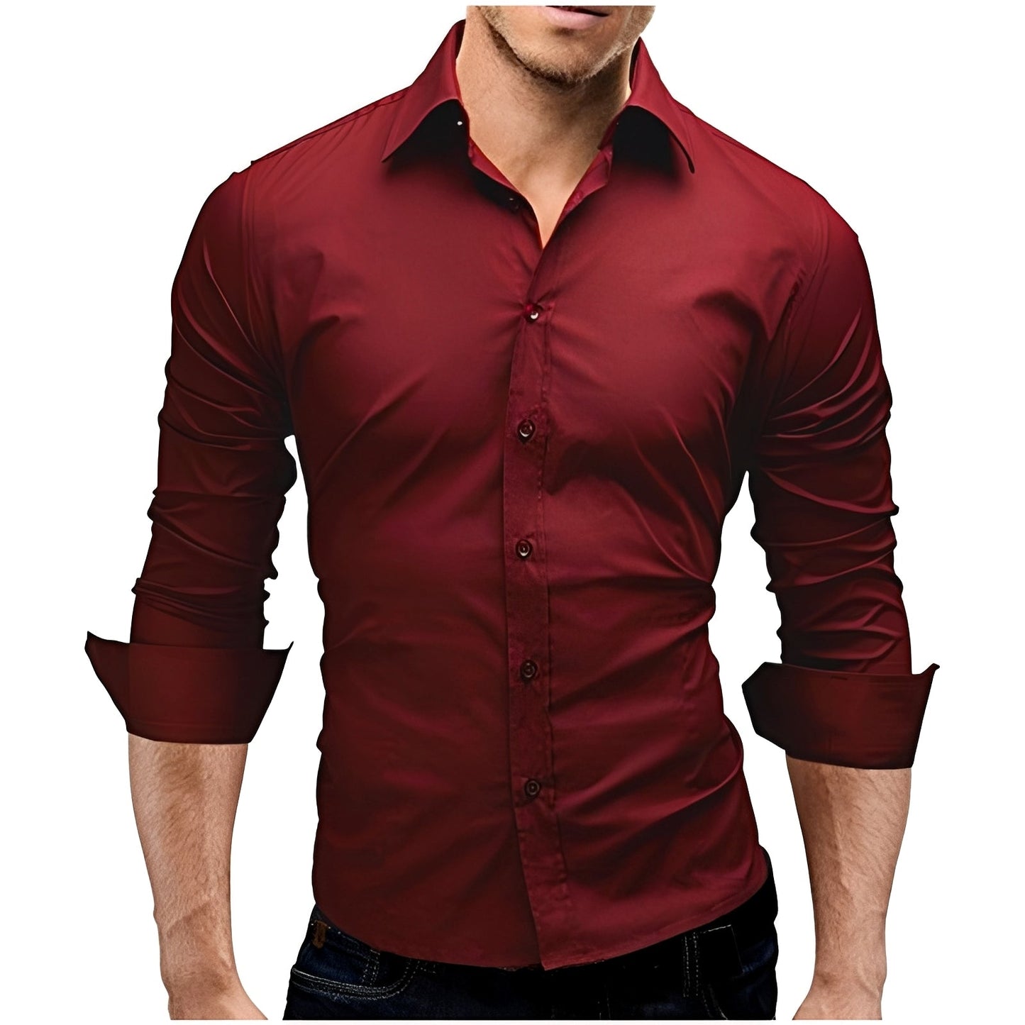 Herren Slim-Fit Hemd Elegantes Business Baumwolle