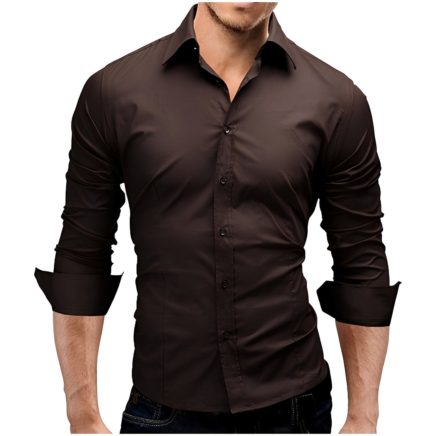 Herren Slim-Fit Hemd Elegantes Business Baumwolle