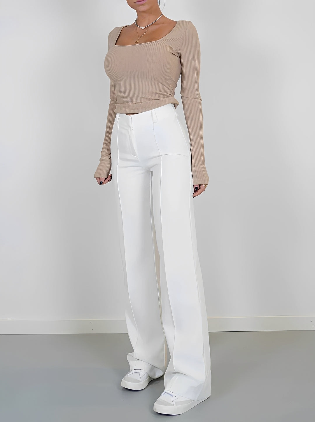 Damen Bootcut-Hose Elegant Geschnitten Schwarz - Norvielle