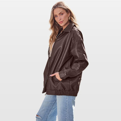 Lederjacke Herren Bomber Schwarz Lederoberfläche - Norvielle