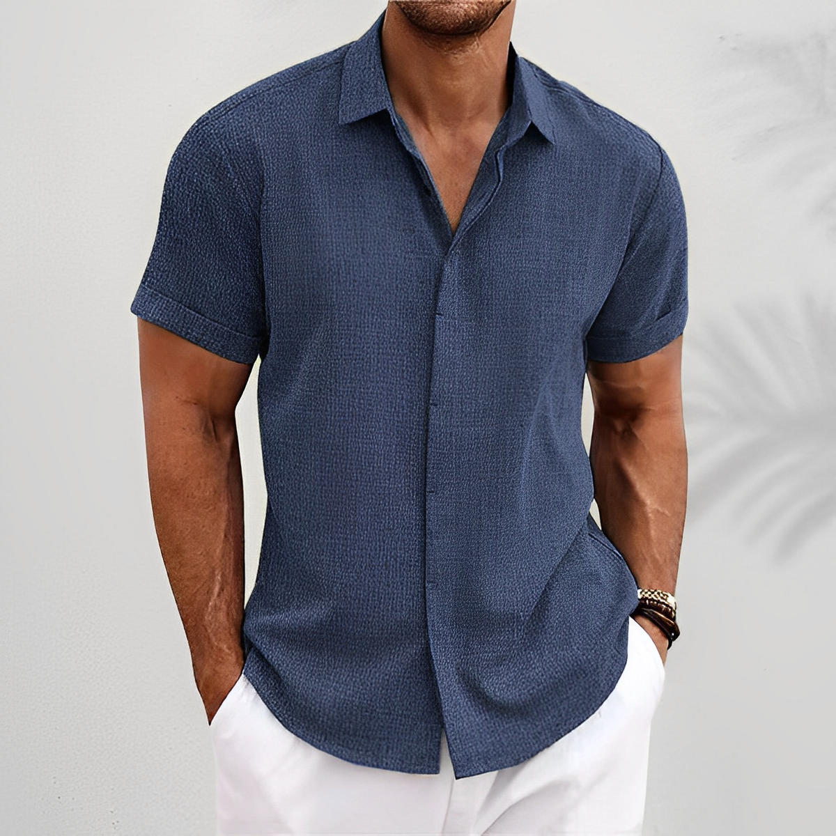 Herren Slim-Fit Hemd Modern Knöpfe