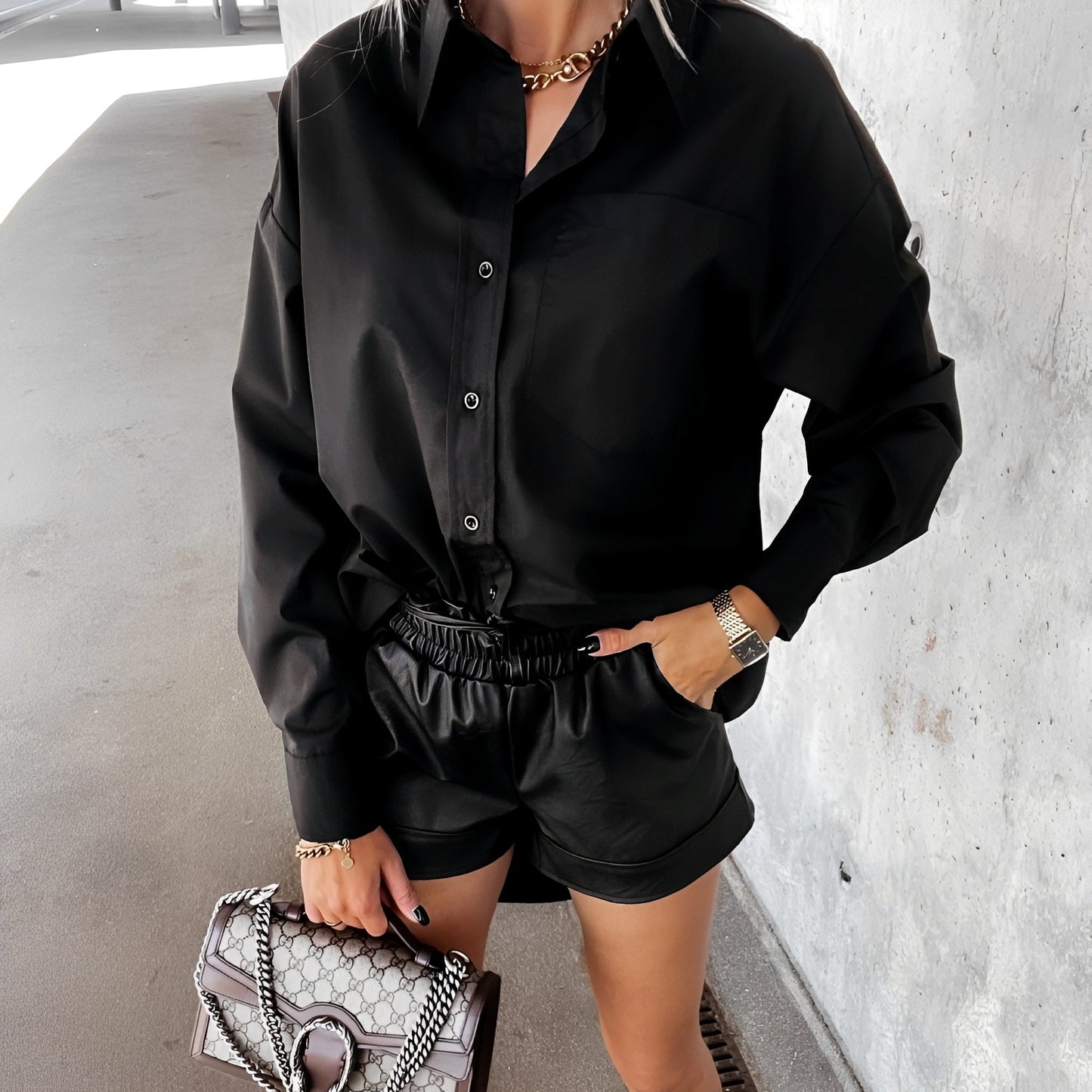 Damenbluse Langärmlig Dekolleté Eleganz