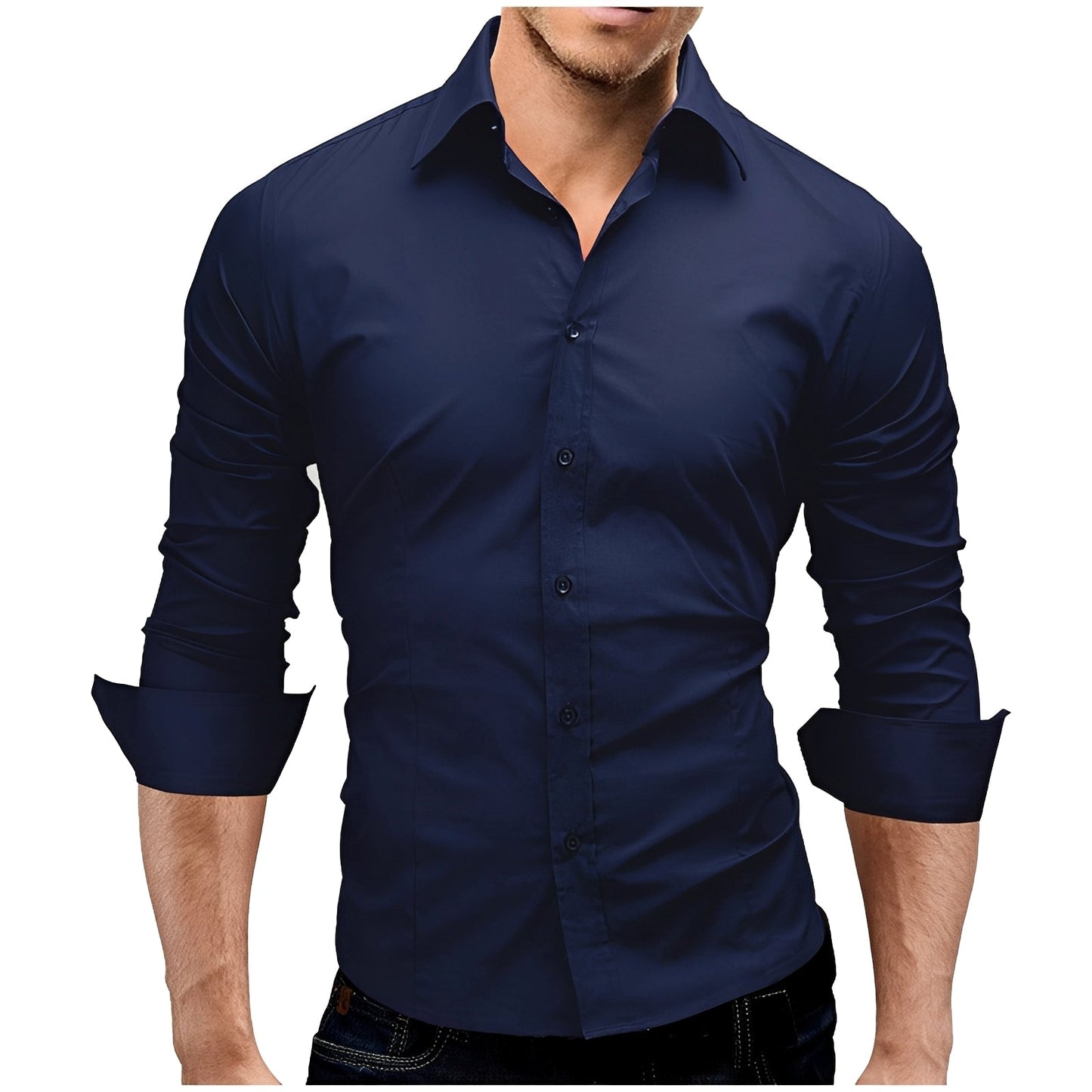 Herren Slim-Fit Hemd Elegantes Business Baumwolle