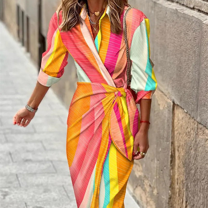 Damen Sommerkleid Leichtes Wickelkleid Elegantes