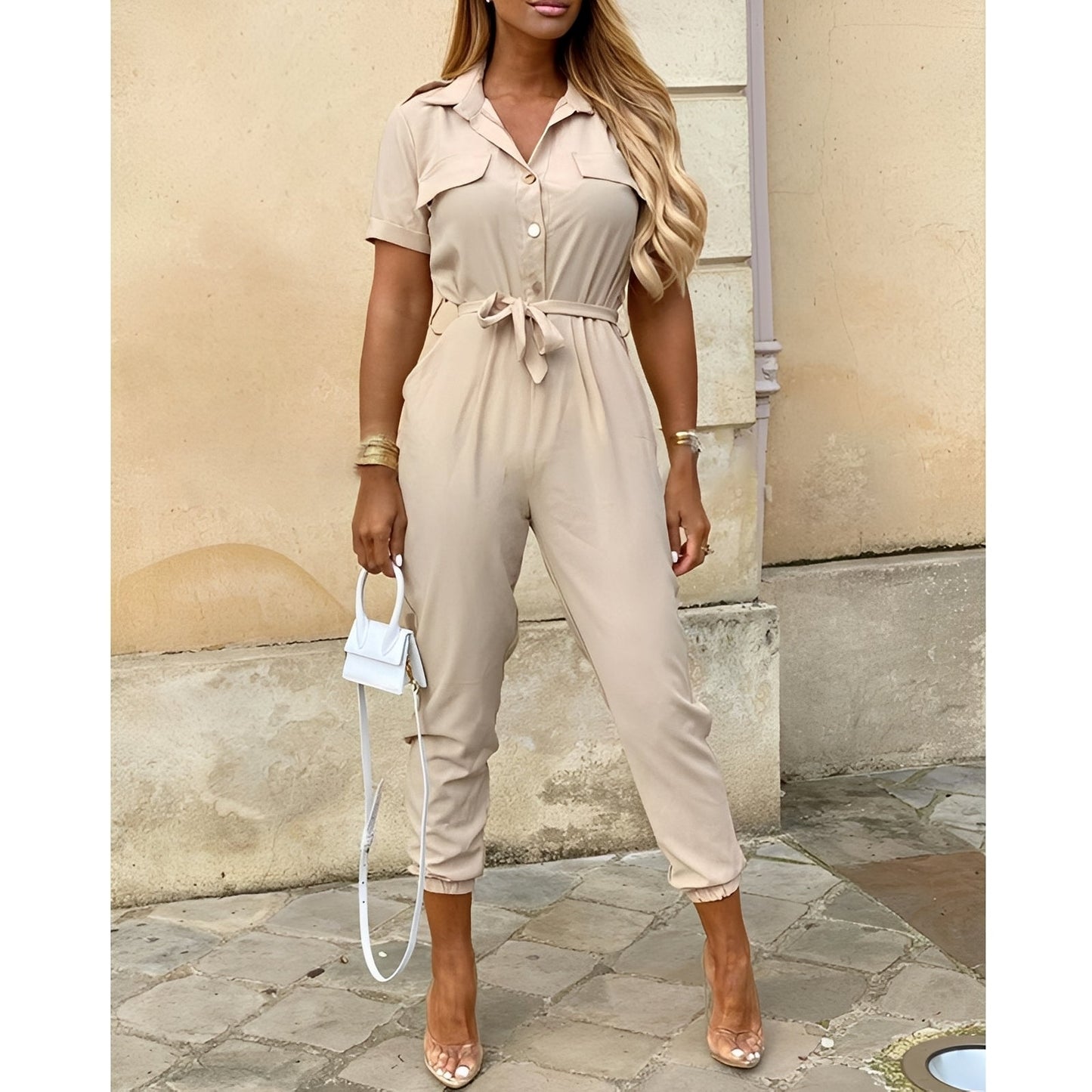 Eleganter Damen Jumpsuit Tailliert