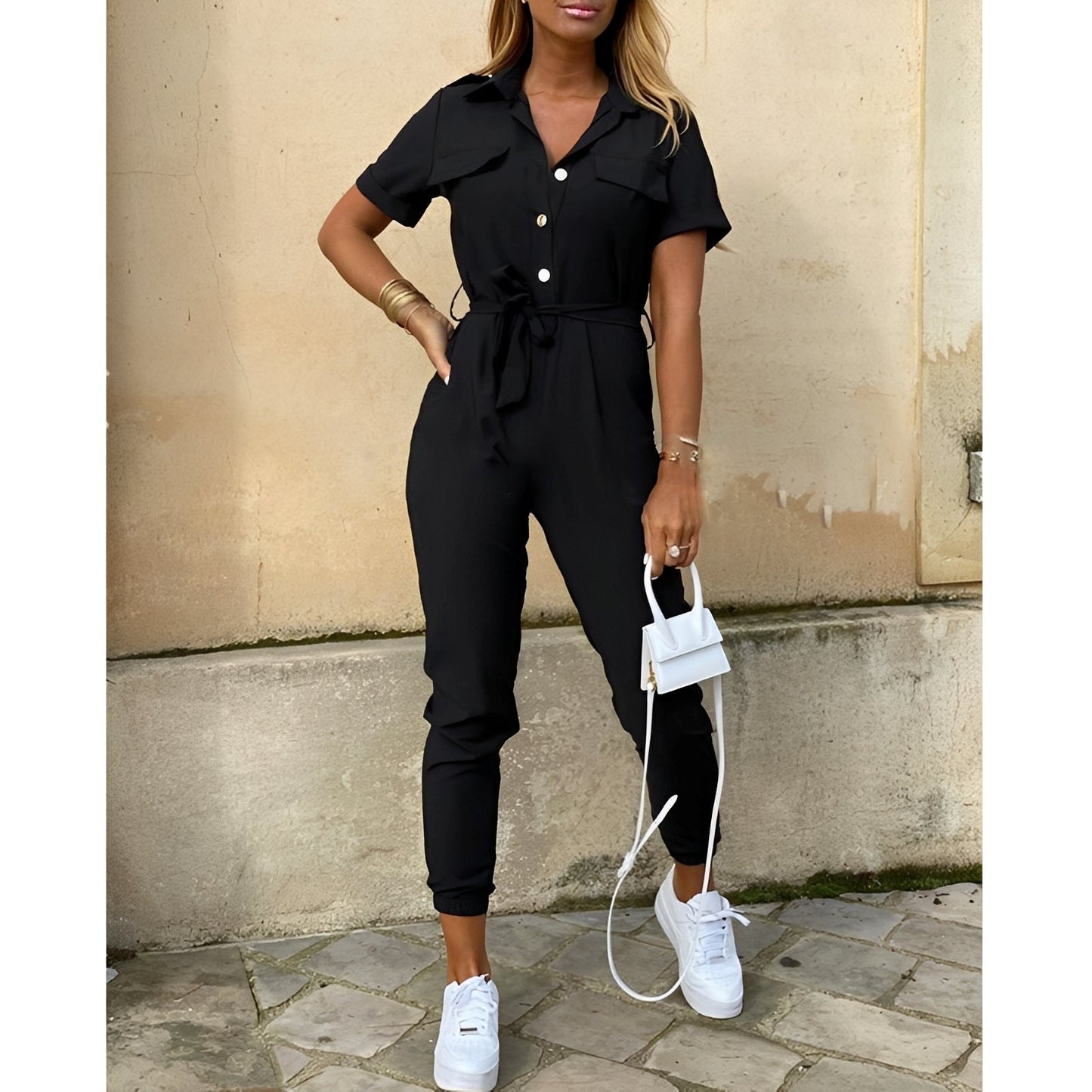 Eleganter Damen Jumpsuit Tailliert