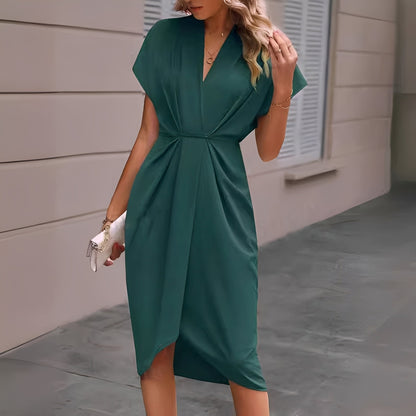 Damen Wickelkleid Midi Länge Elegant