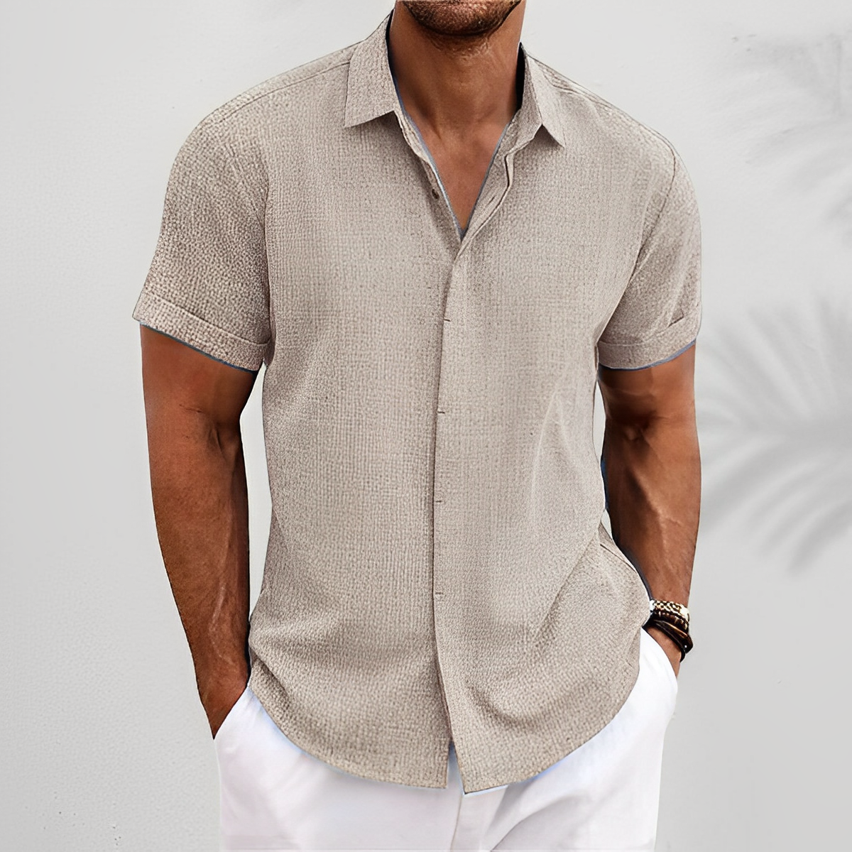 Herren Slim-Fit Hemd Modern Knöpfe
