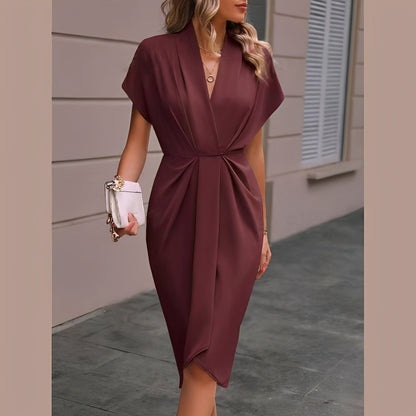 Damen Wickelkleid Midi Länge Elegant