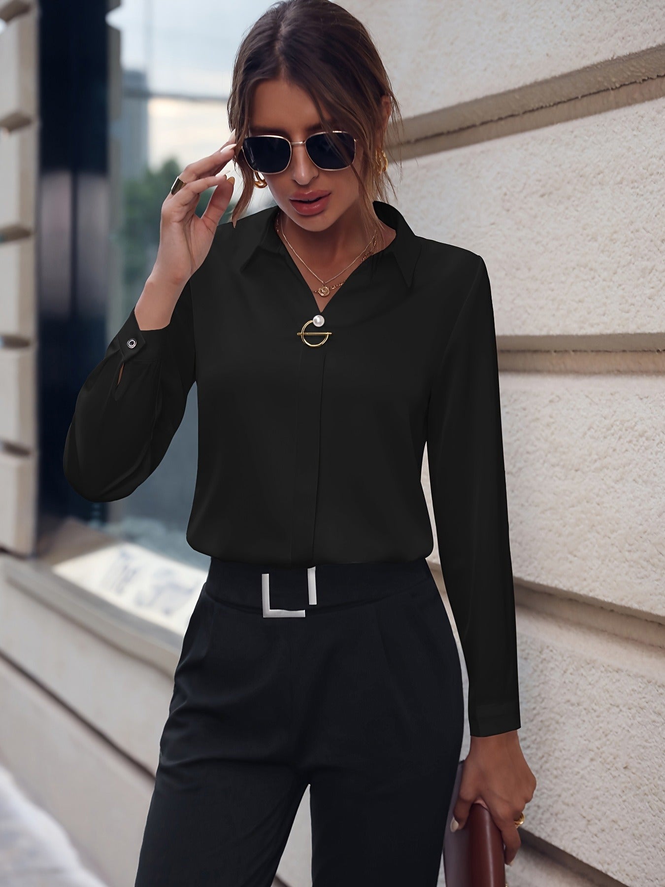 Damenbluse Einfarbig Modern - Norvielle