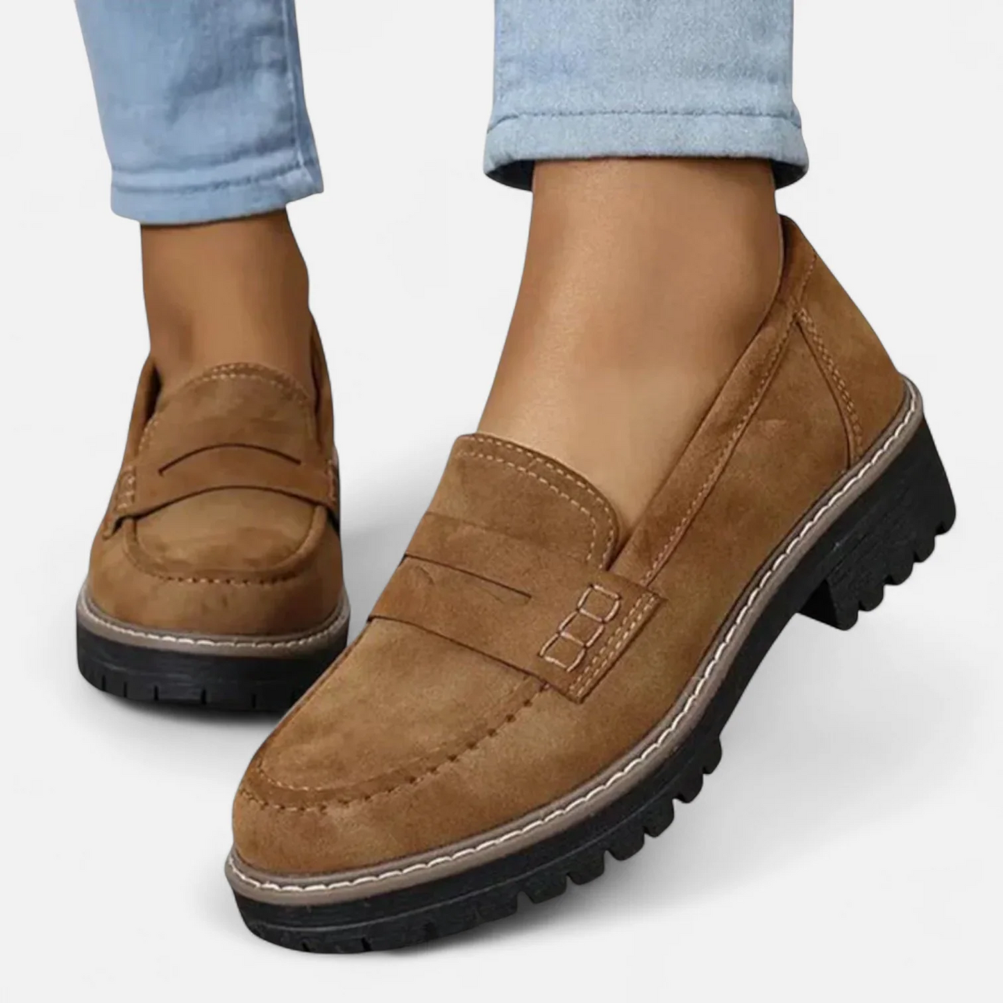 Damen Loafer Schuhe Klassisch Leder