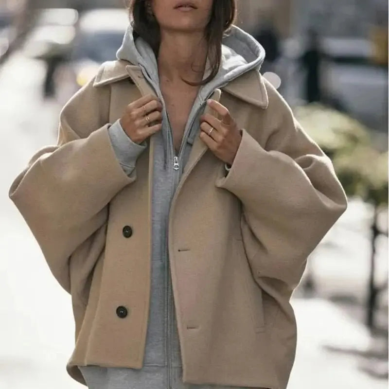 Damen Kaschmir-Mantel Warm Weich Beige - Norvielle