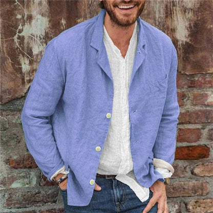 Männer Leinenblazer Leicht Sommerbeige