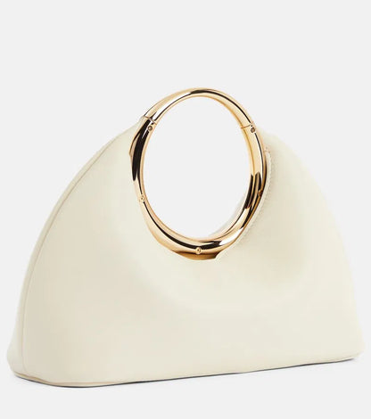Veganer Leder Ringtasche Damen Designerstil Goldener Griff