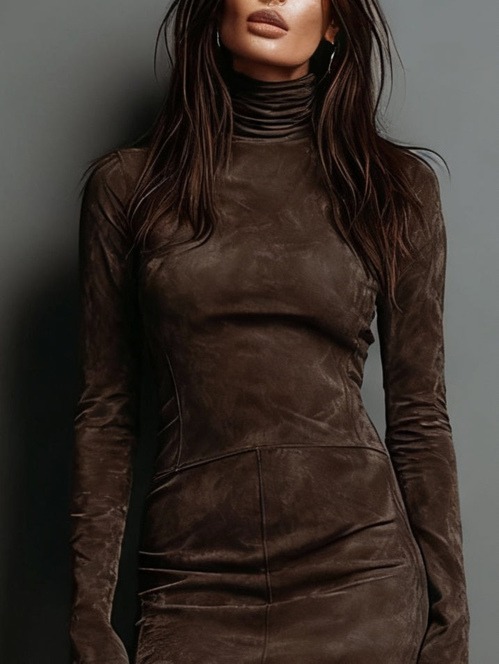 Damen Lederjacke Stehkragen Tailliert
