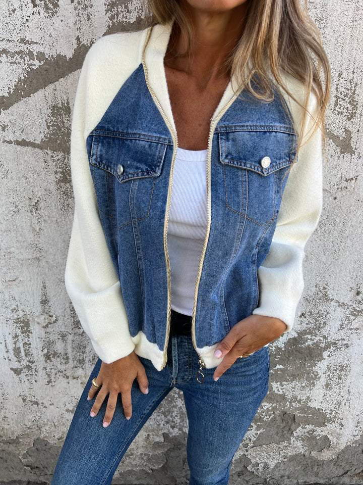 Damen Jeansjacke Leicht Komfortable Blau - Norvielle