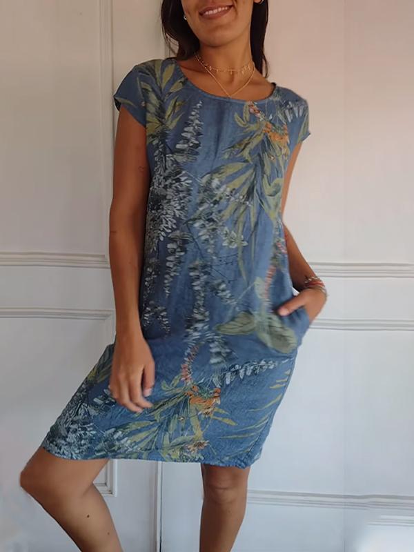 Damen Sommerkleid Leichtes Blumenmuster Kleid