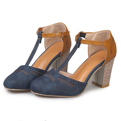 Damen Mary Janes Schuhe Blockabsatz Schwarz - Norvielle