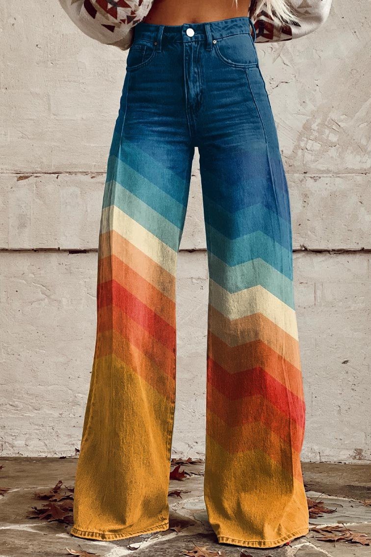 Damen Retro Schlaghose Trendy Modern Hosen