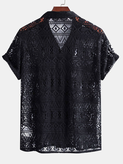 Damen Häkeltop Transparent Ethno Sommeroberteil