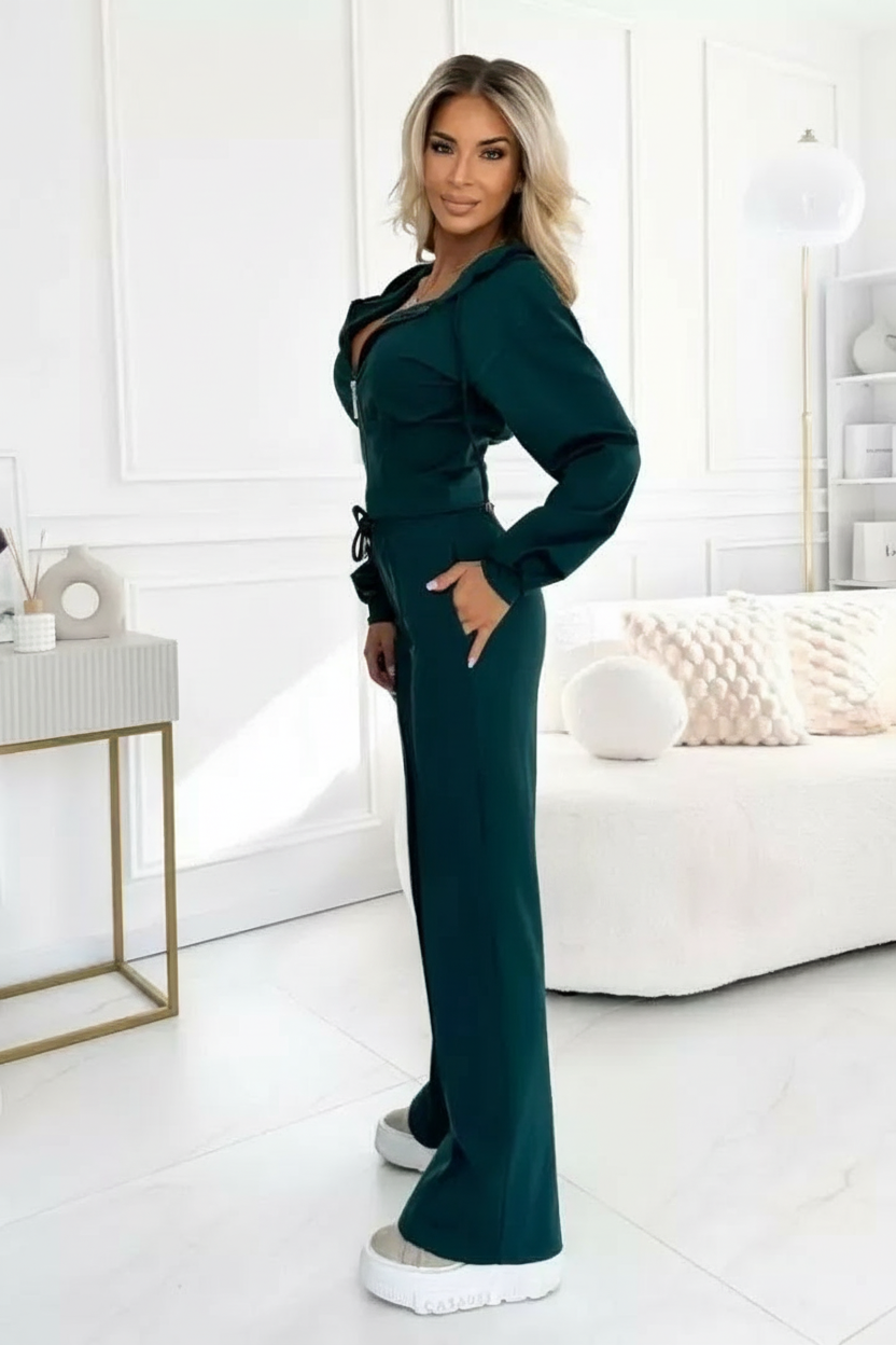 Damen Tracksuit Set Weite Hose Kapuzenpullover Elegantes Design