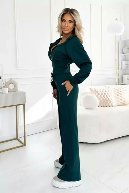 Damen Tracksuit Set Weite Hose Kapuzenpullover Elegantes Design