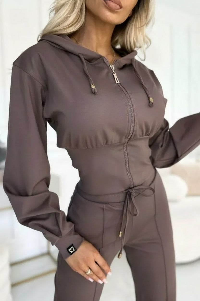 Damen Tracksuit Set Weite Hose Kapuzenpullover Elegantes Design