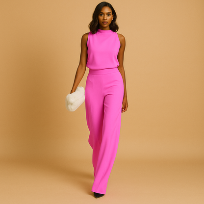 Damen Jumpsuit V-Ausschnitt Flatterrock Eleganz