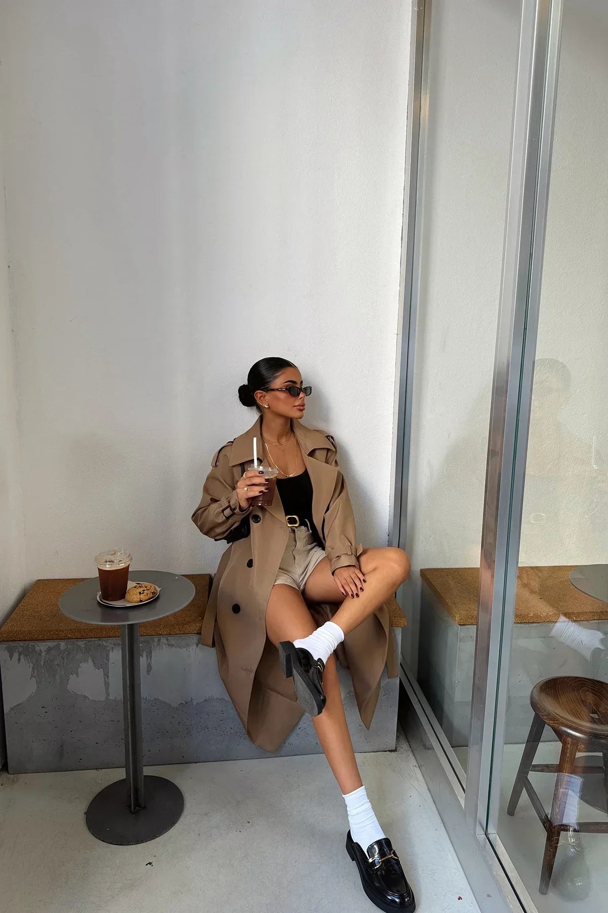 Damen Trenchcoat Braun Lang - Norvielle