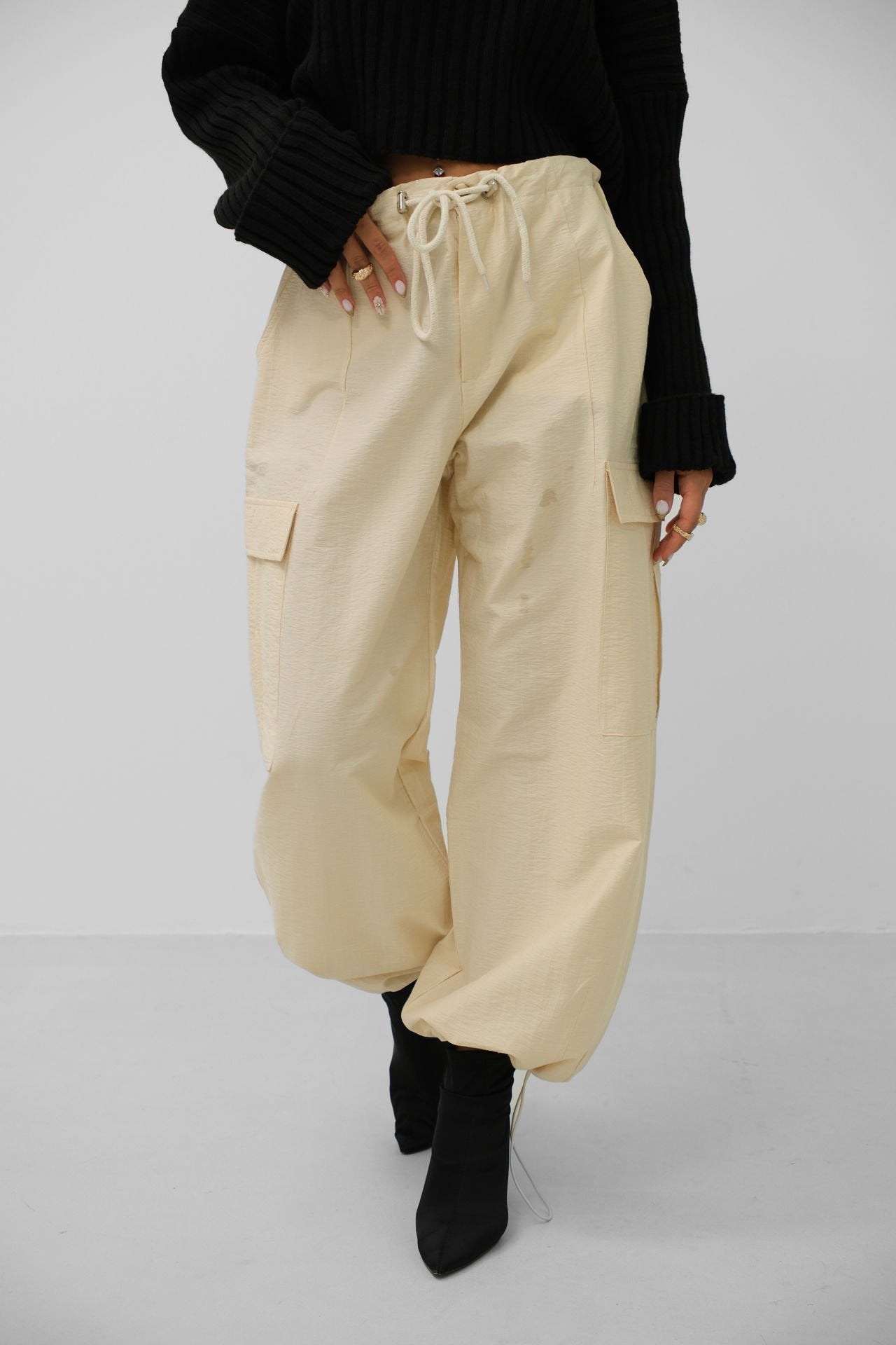Damen Joggerhose Gelb Cargo Stil