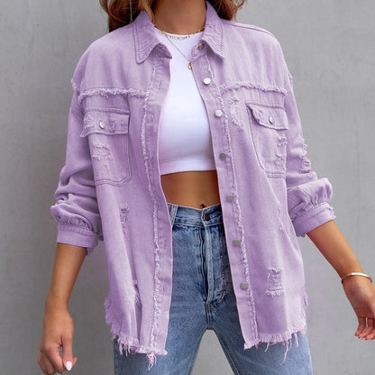 Damen Denimjacke Langärmlig Blau - Norvielle