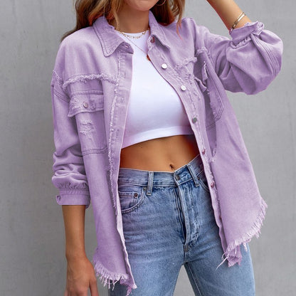 Damen Denimjacke Langärmlig Blau