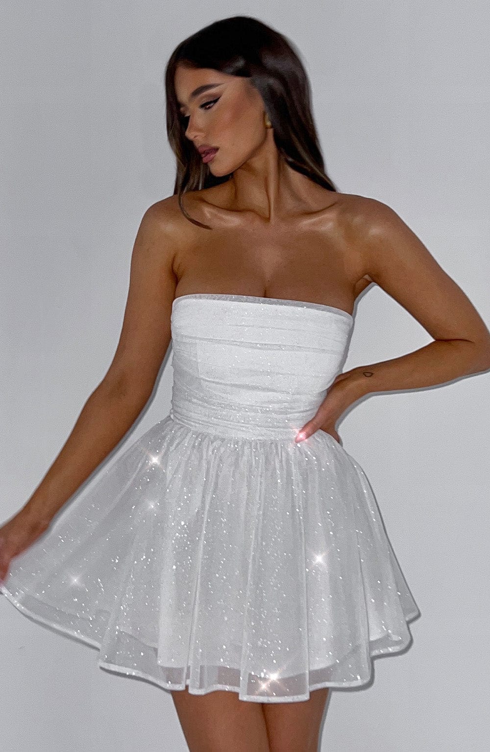 es Damen-Mini-Kleid Glitter-Partystyle
