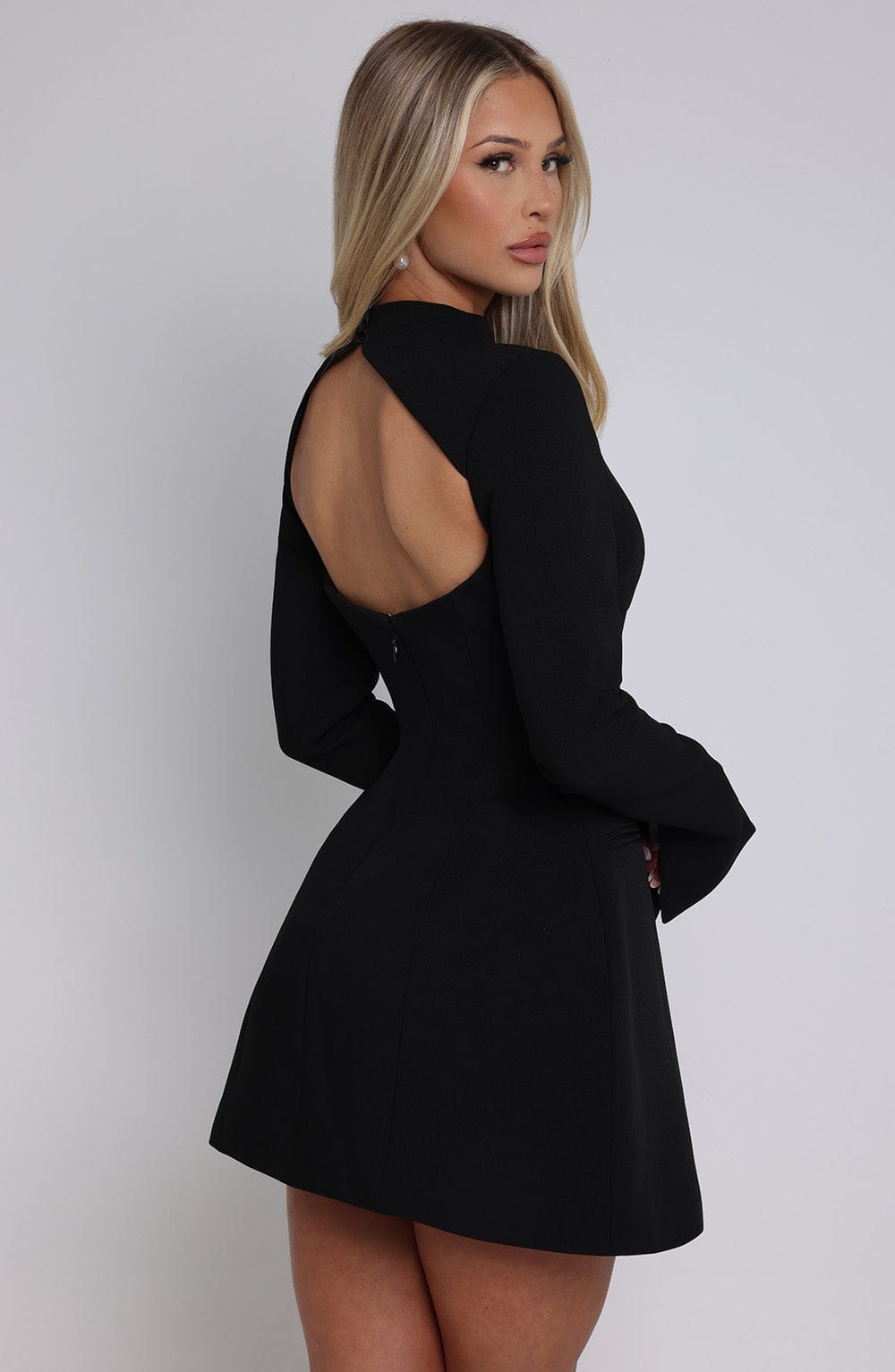 Elegantes Damen Minikleid A-Linie Hochgeschlossen