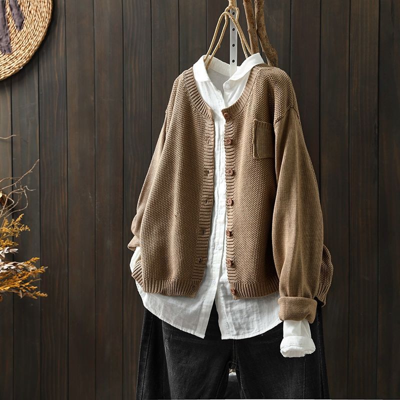 Damen Strickjacke Oversized mit Knöpfen