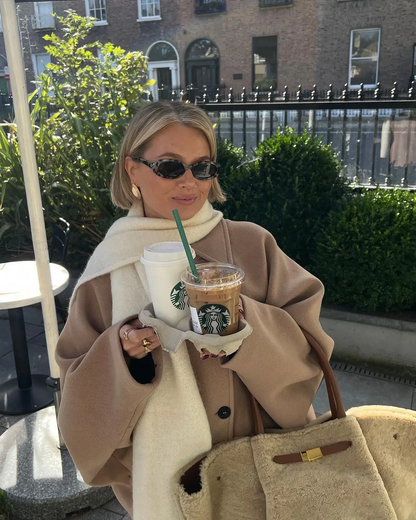 Damen Wintermantel Oversized Geschnürt Warm