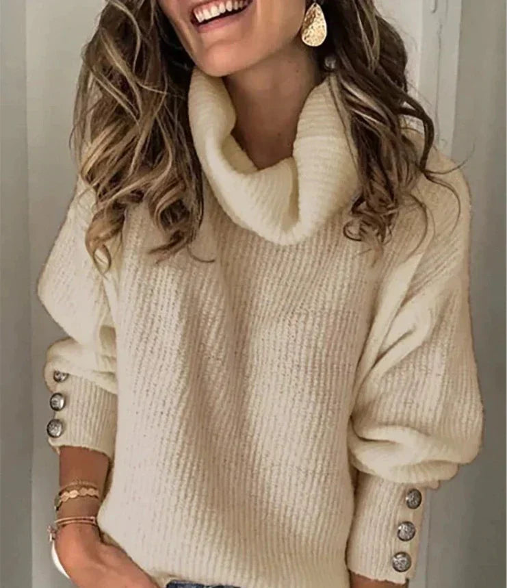 Lureva Damen Rollkragenpullover Creme
