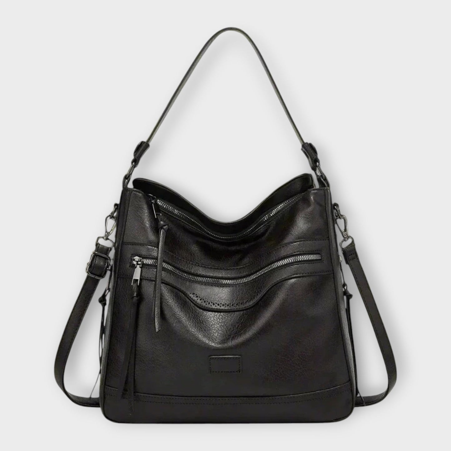Damen Lederschultertasche Elegantes Design Schwarz - Norvielle