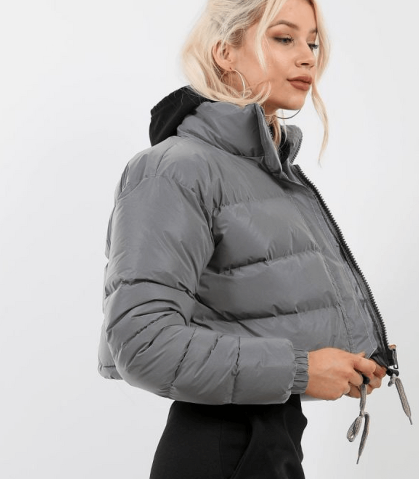 Damen Pufferjacke Warm Isoliert mit Kordelzug Schwarz - Norvielle