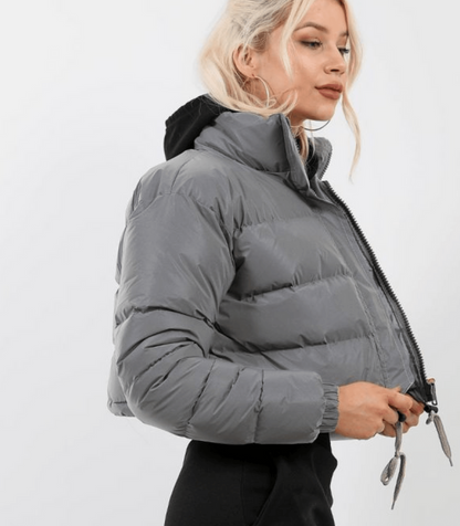 Damen Pufferjacke Warm Isoliert mit Kordelzug Schwarz - Norvielle