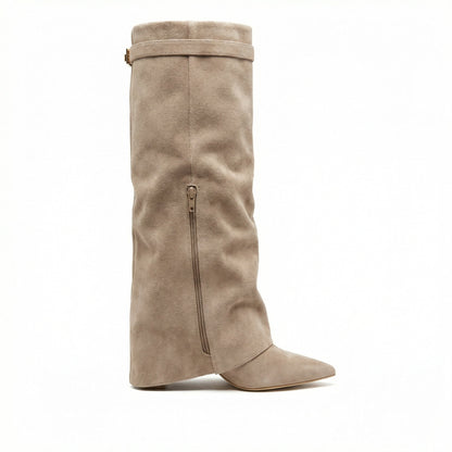 Damen Stiefel Wildleder Braun Heidi Stil