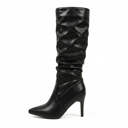 Damen High Heels Stiefel Gerafft