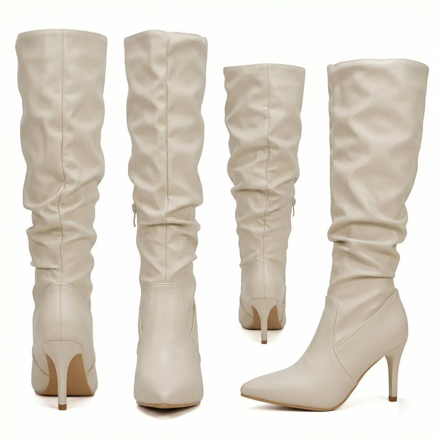 Damen High Heels Stiefel Gerafft