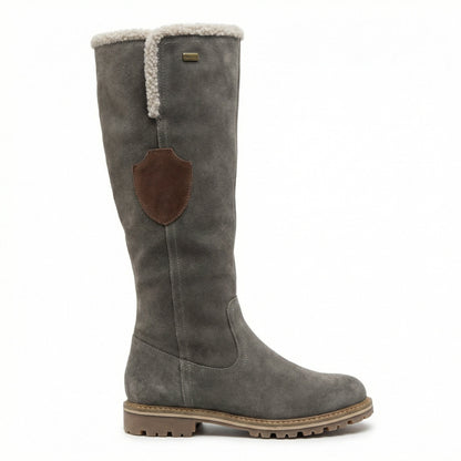 Damen Plattformstiefel Vintage Stil Leder Braun