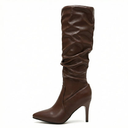 Damen High Heels Stiefel Gerafft