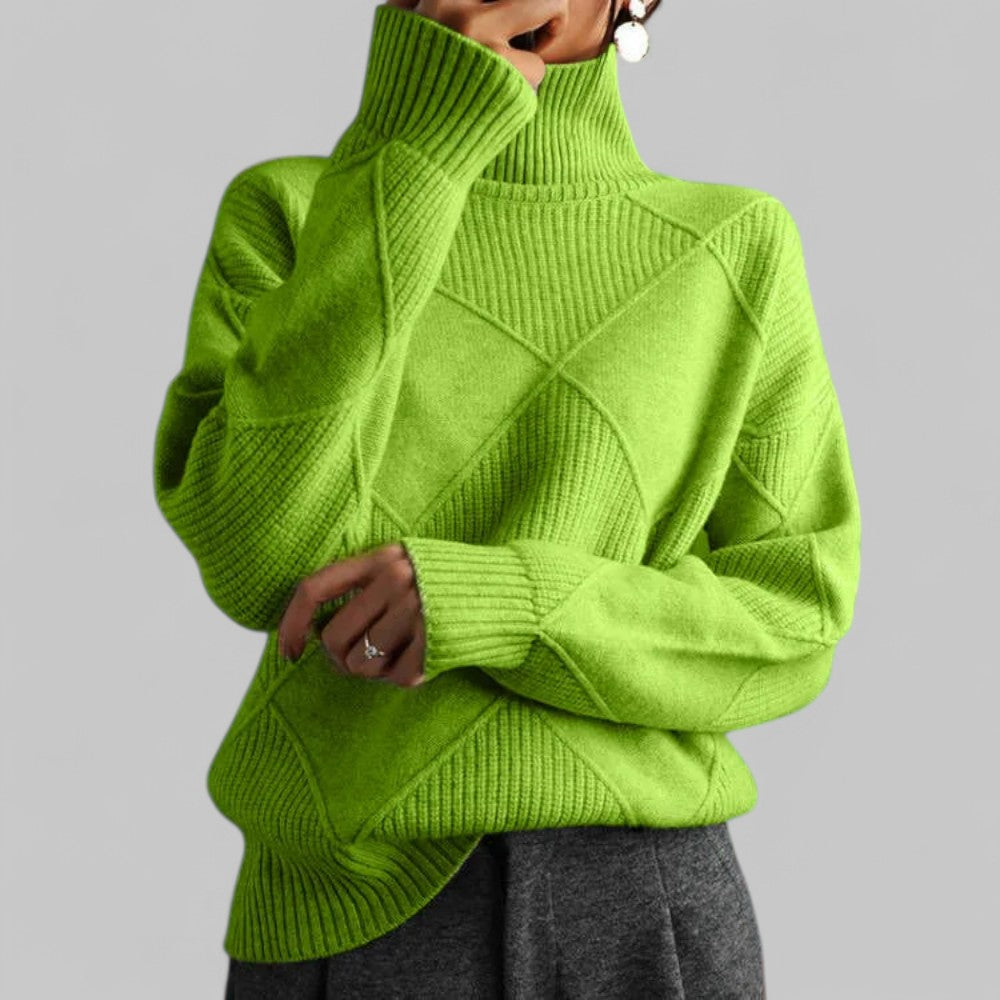 Damen Rollkragenpullover Locker Geschnitten Bequem