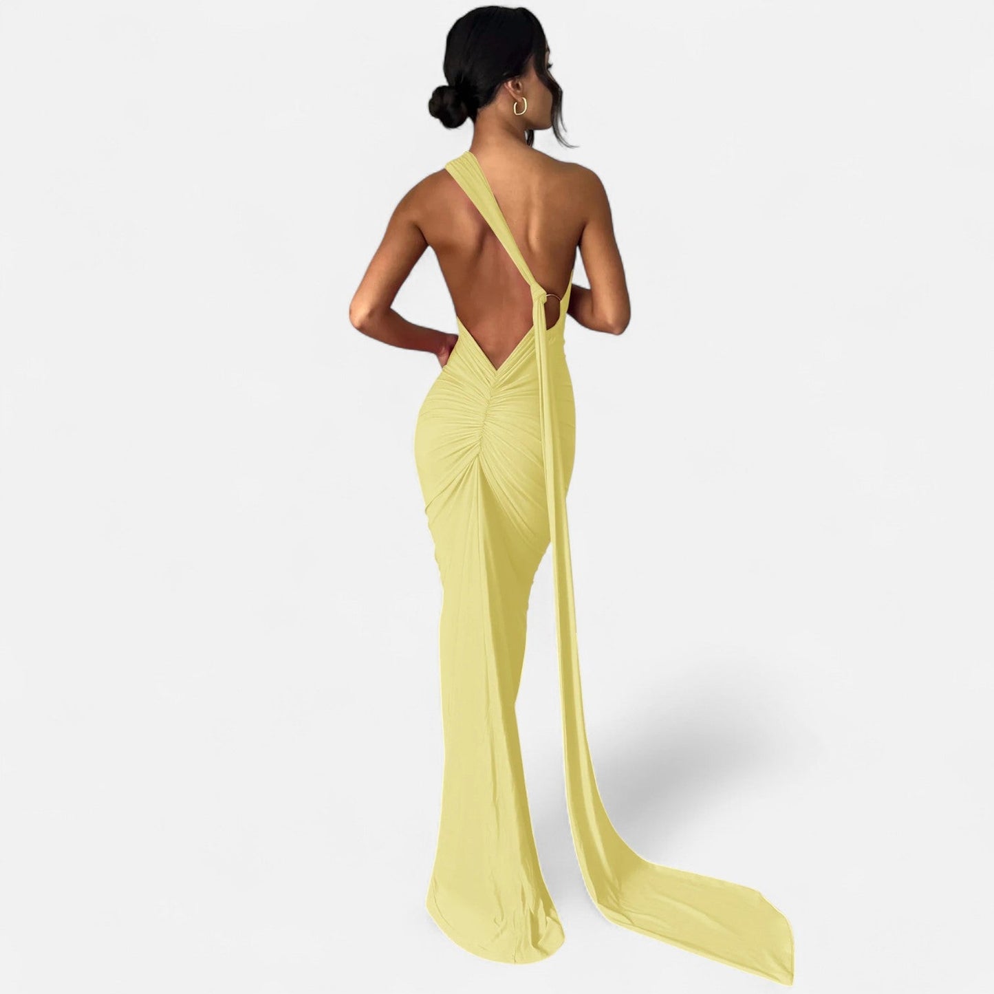 Damen Neckholder Maxikleid Ein Schulter Sommerkleid